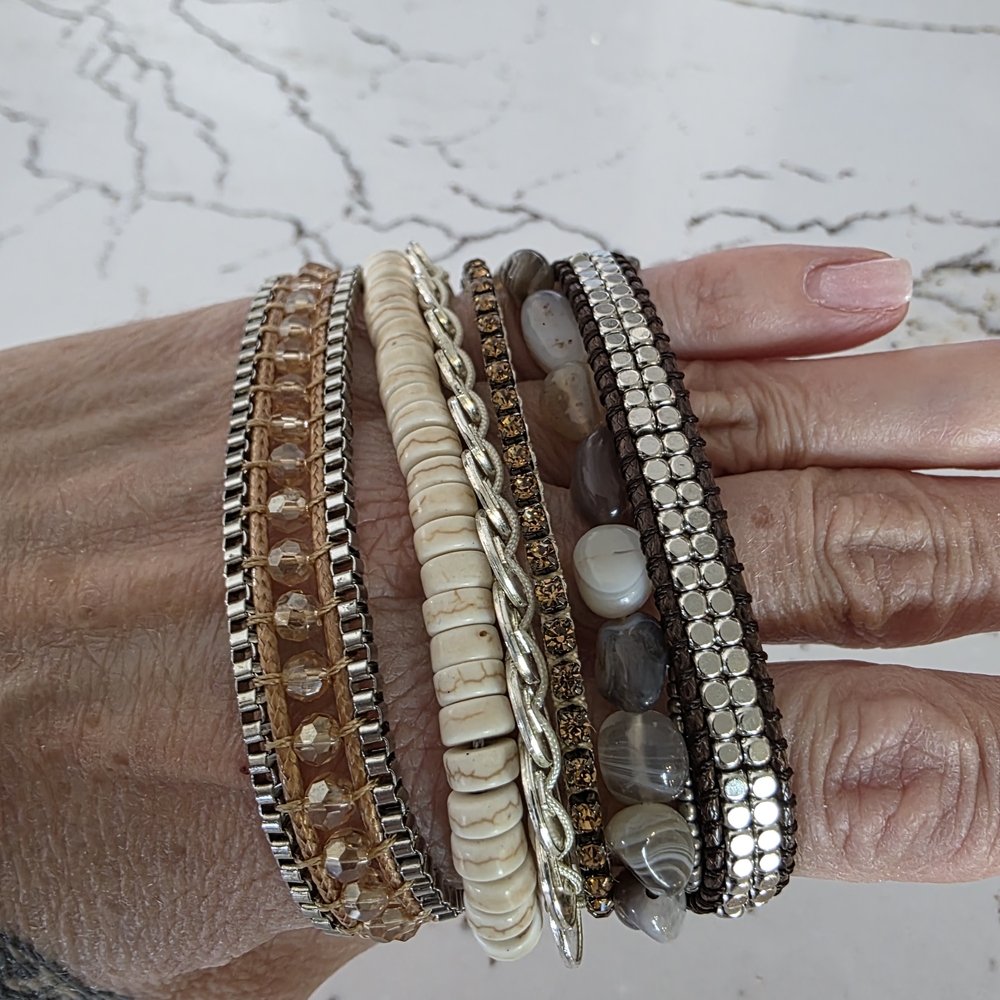 Victoria Emerson Brown and Silver Bracelet Set